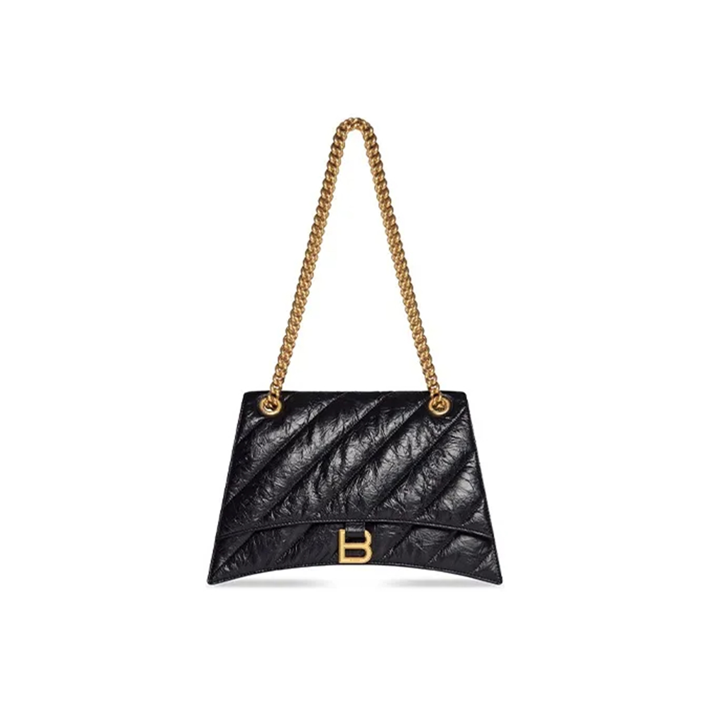 BALENCIAGA WOMEN'S CRUSH CHAIN BAG MEDIUM IN BLACK 716393210J11000 (31*19.8*6.9cm)